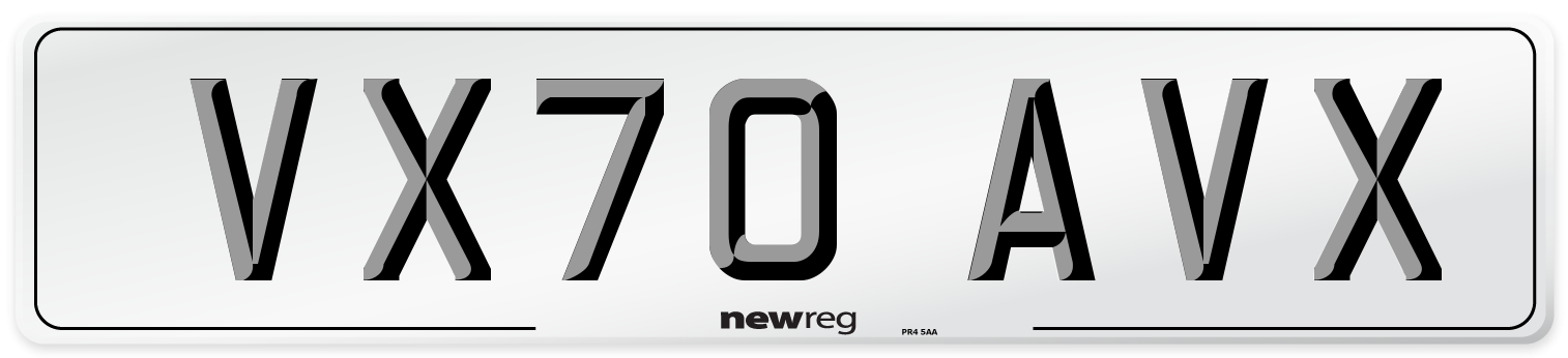 VX70 AVX Number Plate from New Reg